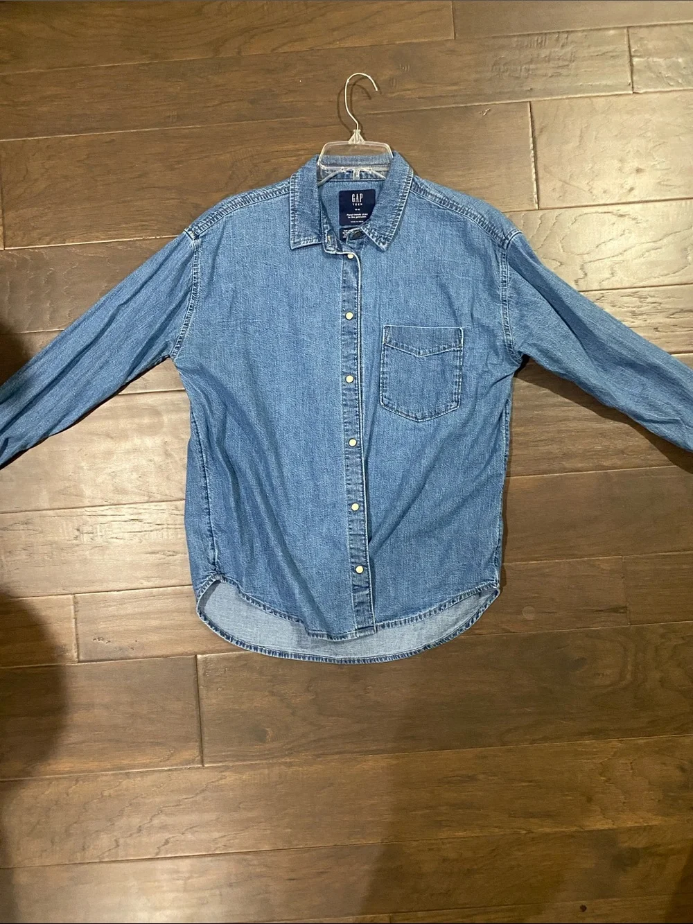 GAP Women's Blue Denim Button-Down Shirt